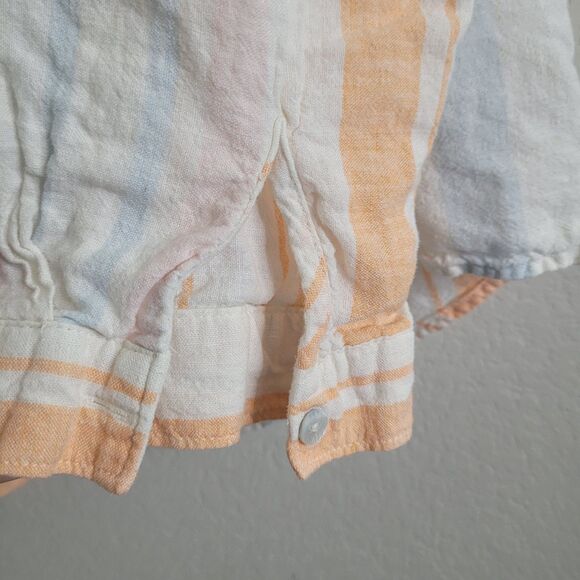 Cynthia Rowley large button front women orange polo linen hi-low pocket linen - Picture 4 of 7